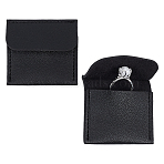 Cowhide Leather Jewelry Storage Bags, for Earrings, Bracelets, Rings Storage, Square, Black, 5.55~5.7x5.85x0.55cm(ABAG-WH0032-51A)
