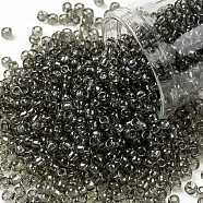 TOHO Round Seed Beads, Japanese Seed Beads, (120) Smoke Transparent Luster, 8/0, 3mm, Hole: 1mm, about 10000pcs/pound(SEED-TR08-0120)