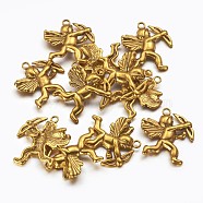 Valentines Gift Idea Tibetan Style Alloy Pendants, Antique Golden, Lead Free, Cadmium Free and Nickel Free, Cupid/Cherub, 29mm long, 27mm wide, 3mm thick, hole: 2mm(GLF11385Y-NF)