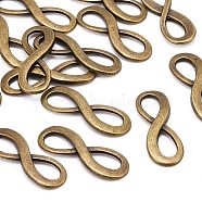 Lead Free & Nickel Free Antique Bronze Alloy Charms, Infinity Pendants for Jewellery Making, about 23mm long, 8mm wide, 2.5mm thick, hole: 8x5mm(X-TIBEP-A18547-AB-FF)
