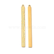 Ion Plating(IP) 316L Surgical Stainless Steel Pendants, Rectangle Charm, Textured, Real 18K Gold Plated, 33x2.8x1mm, Hole: 1mm(STAS-H213-45G)