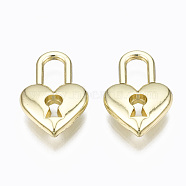 Alloy Pendants, Lock with Heart, Cadmium Free & Lead Free, Light Gold, 15.5x10x3mm, Hole: 3x6mm(PALLOY-T067-194LG-RS)