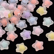 Transparent Acrylic Beads, Frosted, Bead in Bead, Star, Mixed Color, 10.5x11x7mm, Hole: 2mm, about 1280pcs/500g(TACR-S152-01C)