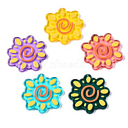 Translucent Acrylic Pendants, 3D Printed, Flower, Mixed Color, 33.5x34x3mm, Hole: 1.2mm(TACR-T021-45)
