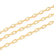 Handmade Golden Brass Enamel Link Chains, Cable Chains, with Spool, Soldered, Long-Lasting Plated, Oval, Orange, 7x4x1mm, 32.8 Feet(10m)/roll(CHC-M021-66B-05)