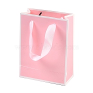 Rectangle Paper Bags with Ribbon Handles, for Gift Bags and Shopping Bags, Pink, 12x5.7x16cm(CARB-L011-01A-04)