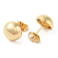 Rack Plating Brass Stud Earrings for Women, Cadmium Free & Lead Free, Long-Lasting Plated, Half Round, Real 18K Gold Plated, 10mm(EJEW-G394-18D-G)