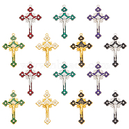 WADORN 21Pcs 7 Colors Zinc Alloy Enamel Big Pendants, Crucifix Cross Charms, Mixed Color, 53x36x3mm, Hole: 2.5mm, 3pcs/color(FIND-WR0011-37)