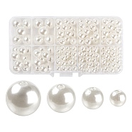 255Pcs 4 Sizes ABS Plastic Imitation Pearl Round Beads, White, 6~12mm, Hole: 1~2mm(MACR-FS0001-04)