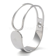 Non-Tarnish Hollow Out 304 Stainless Steel Wide Cuff Bangles, Hinged Bangle, Stainless Steel Color, Inner Diameter: 1-3/4x2-3/8 inch(4.6x6.1cm)(BJEW-G689-01P)