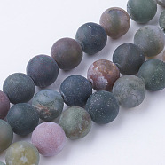 Natural Indian Agate Bead Strands, Round, Frosted, 10~10.5mm, Hole: 1.5mm, about 38pcs/strand, 15.3 inch(39cm)(G-G735-01F-10mm)