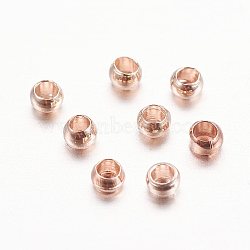 Brass Crimp Beads, Cadmium Free & Lead Free, Rondelle, Rose Gold, 2x1.2mm, Hole: 1.2mm(KK-E002-RG)