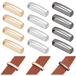 12Pcs 3 Colors Alloy Loop Keepers, Belt Buckle, Rectangle, Mixed Color, 2.4x0.38x0.75cm, Inner Diameter: 2.2x0.52cm, 4pcs/color(FIND-WR0010-67)