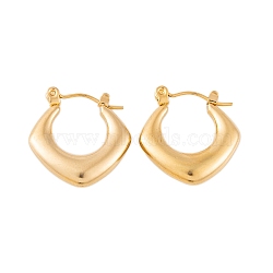 Ion Plating(IP) 304 Stainless Steel Hoop Earrings for Women, Rhombus, Real 18K Gold Plated, 20x4mm(EJEW-P279-23G)