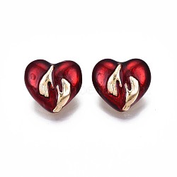Heart with Hands Hug Enamel Pin, 3D Alloy Brooch for Backpack Clothes, Nickel Free & Lead Free, Light Golden, Dark Red, 18x19.5mm(JEWB-N007-059)