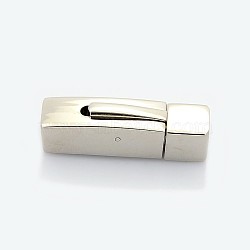 Cuboid 304 Stainless Steel Bayonet Necklace Clasps, Stainless Steel Color, 30x9x8mm, Hole: 6mm(STAS-O035-06)