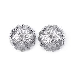 304 Stainless Steel Flower Fancy Bead Caps, Multi-Petal, Stainless Steel Color, 12x5mm, Hole: 1mm(STAS-G127-03P)