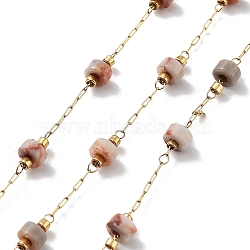 304 Stainless Steel Ball Chains, with Gemstone, with Spool, Soldered, Real 18K Gold Plated, 4x2.5mm, about 16.40 Feet(5m)/Roll(CHS-K019-05G-01)