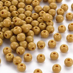 Opaque Acrylic Beads, Round, Dark Goldenrod, 6x5mm, Hole: 1.8mm, about 440pcs/50g(X-MACR-S370-C6mm-29)