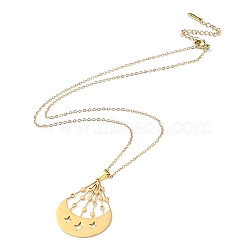 201 Stainless Steel Moon with Star Pendant Necklace with Cable Chains, Golden, 17.52 inch(44.5cm)(NJEW-Q317-06G)