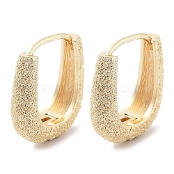 Brass Textured Hoop Earrings, Real 18K Gold Plated, 16x6mm(KK-B082-22G)