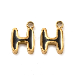 304 Stainless Steel Enamel Charms, Real 14K Gold Plated, Letter, Letter H, 8x5.5x1.3mm, Hole: 1.2mm(STAS-L022-292G-H)
