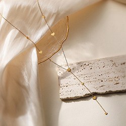 304 Stainless Steel Heart Lariat Y Necklaces for Women, Real 18K Gold Plated, 16.81 inch(42.7cm)(NJEW-C082-01G)