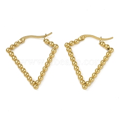 304 Stainless Steel Hoop Earrings, Jewely for Women, Golden, Rhombus, 28.5x3mm(EJEW-K278-13B-G)