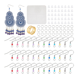 DIY Jewelry Making Findings Kit, Including 304 Stainless Steel Earring Hooks & Jump Rings, Suede Fiber Cleaning Cloth, Plastic Ear Nuts, Brass Rings, Mixed Color, 794Pcs/box(DIY-UN0004-97)