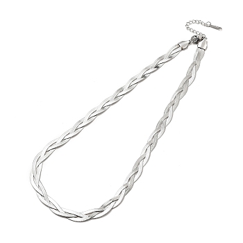 304 Stainless Steel Interlocking Triple Herringbone Chain Necklace for Men Women, Stainless Steel Color, 14.57 inch(37cm)