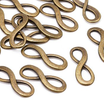 Lead Free & Nickel Free Antique Bronze Alloy Charms, Infinity Pendants for Jewellery Making, about 23mm long, 8mm wide, 2.5mm thick, hole: 8x5mm