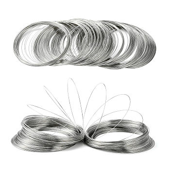 Carbon Steel Memory Wire, for Collar Necklace Making, Necklace Wire, Nickel Free, Platinum, inner diameter : 11.5cm, Wire : 0.6mm(22 Gauge), 100 circles/set