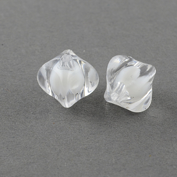 Transparent Acrylic Beads, Bead in Bead, Rhombus, Clear, 11x13x13mm, Hole: 2mm, about 750pcs/500g