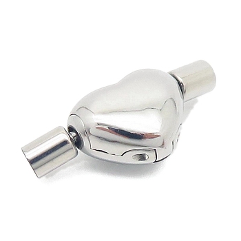 304 Stainless Steel Box Clasps, Platinum, Heart, 12x10mm
