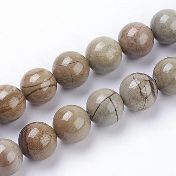 Natural Silver Leaf Jasper Beads Strands, Round, 6mm, Hole: 1mm, about 62pcs/strand, 15.3 inch(39cm)