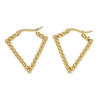 304 Stainless Steel Hoop Earrings, Jewely for Women, Golden, Rhombus, 28.5x3mm