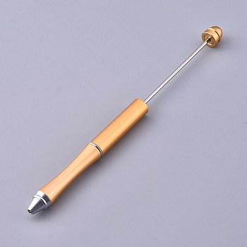 Plastic Beadable Pens, Shaft Black Ink Ballpoint Pen, for DIY Pen Decoration, Gold, 157x10mm, The Middle Pole: 2mm
