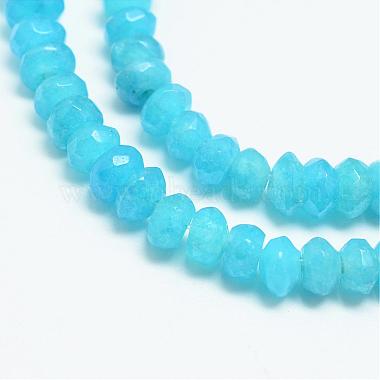 4mm DeepSkyBlue Rondelle White Jade Beads