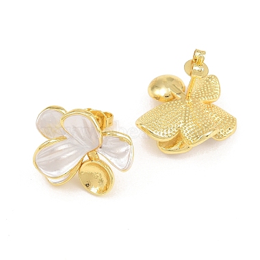 Brass Enamel Stud Earring Findings(KK-CBA58F9-01G-04)-2