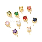 925 Sterling Silver Peg Bails, with Cubic Zirconia, Square, Real 18K Gold Plated, Mixed Color, 9x4x4.5mm, Hole: 2.5x1.5mm, Pin: 0.6mm(STER-D035-47G)
