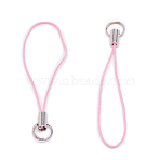 Polyester Cord Mobile Straps, with Platinum Plated Iron Findings, Pearl Pink, 5.6cm(MOBA-WH0006-09)