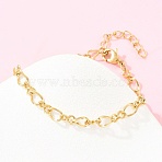 304 Stainless Steel Infinity Link Chain Bracelets, Ion Plating(IP), Golden, 6.61 inch(16.8cm)(BJEW-D458-05G)