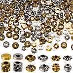 240Pcs 12 Styles Tibetan Style Zinc Alloy Beads, Mixed Shapes, Antique Silver & Antique Golden, 4.5~6.5x2~5mm, Hole: 1.6~3mm, 20pcs/style(FIND-SC0019-94)
