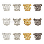 12Pcs 4 Colors Alloy Puppy Beads, Bulldog Head, Mixed Color, 11x12.5x8mm, Hole: 2mm, 3pcs/color(FIND-OC0003-28)