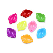 Opaque Acrylic Pendants, Leaf, Mixed Color, 18x13x5mm, Hole: 1.2mm, about 2600pcs/500g(MACR-N013-072)