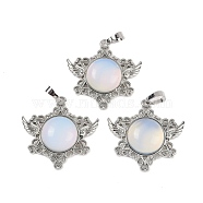 Opalite Pendants, with Rack Plating Brass Findings, Platinum, Cadmium Free & Lead Free, Star, 35x34x7.5~8mm, Hole: 5x8mm(G-I366-02P-15)