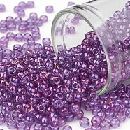 TOHO Round Seed Beads, Japanese Seed Beads, (205) Gold Luster Dark Amethyst, 8/0, 3mm, Hole: 1mm, about 1111pcs/50g(SEED-XTR08-0205)