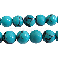 Synthetic Turquoise Beads Strands, Round, Dyed, Dark Turquoise, 4mm, Hole: 0.8mm, about 95pcs/strand, 16 inch(X-Z0NDC011-1)