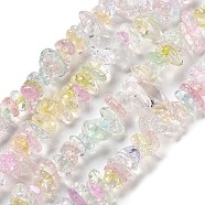 Transparent Crackle Glass Beads Strands, Chips, Mixed Color, 3~7x8.5~12.5mm, Hole: 1.4mm, about 360pcs/strand, 324.80''(825cm)(GLAA-U004-01B)