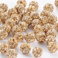 Polymer Clay Rhinestone Beads, Pave Disco Ball Beads, Grade A, Lt.Col.Topaz, PP9(1.5.~1.6mm), 6mm, Hole: 1.2mm(RB-H284-6MM-246)